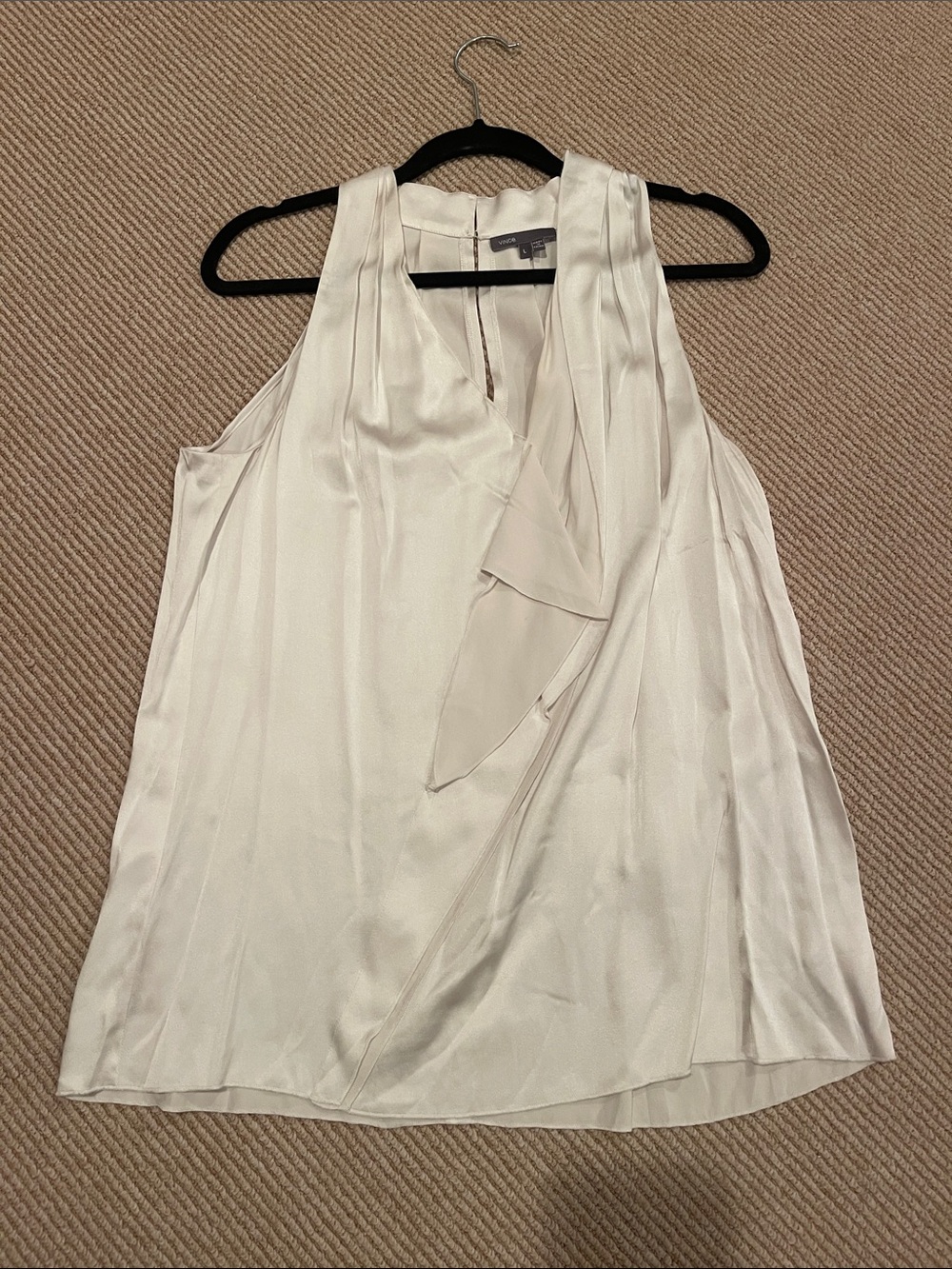 Vince Ivory Satin Sleeveless Draped Camisole